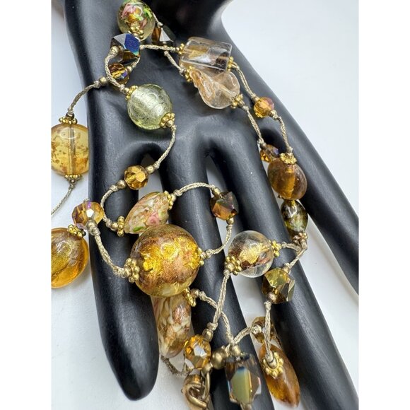 ITALIAN GLASS BEADS MURANO  ART GLASS FOILED CARNIVAL NECKLACE 30" LONG - Picture 7 of 7